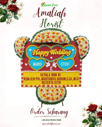 Karangan Papan Bunga Pernikahan di Sai